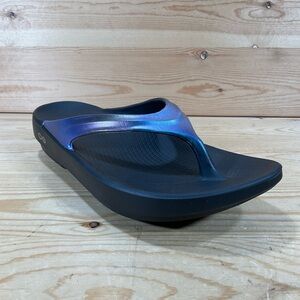 OOFOS Oolala Luxe Sandals Flip Flops Womens 9 Black Midnight Spectre Iridescent
